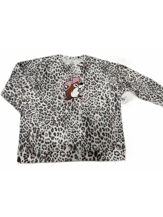 Buc-ees Tops - NWT Buc-ee’s Leopard Print Fleece Pullover Gray & Pink Plus 2X Cozy Loungewear
